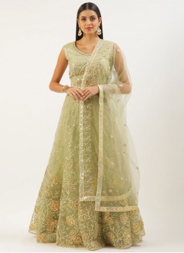 Sensational Net Green Sequins Designer Lehenga Choli