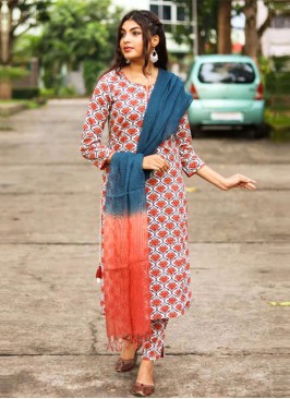 Sensational Printed Cotton Readymade Salwar Kameez