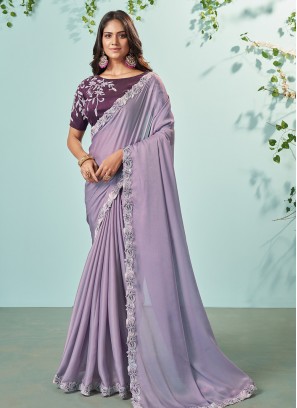 Sensible Border Purple Classic Saree