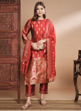 Sensible Cotton Silk Jacquard Work Pant Style Suit