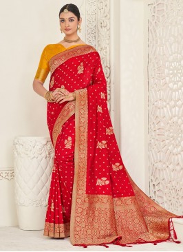 Sensible Orange Weaving Trendy Saree