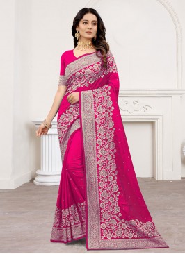 Sensible Satin Silk Swarovski Classic Designer Saree