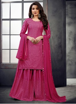 Sequins Chinon Designer Salwar Suit in Pink