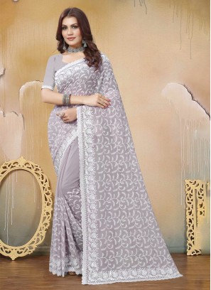 Sequins Georgette Classic Saree in Lavender