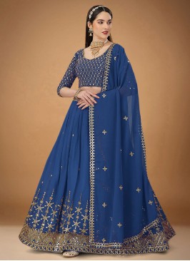 Sequins Georgette Trendy Lehenga Choli in Blue