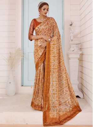 Sequins Imported Classic Saree in Beige