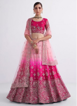 Sequins Net Trendy Lehenga Choli in Pink