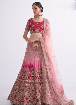 Shaded rani Color Thread & Sequins Embroidered Lehenga Choli