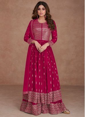Shamita Shetty Fuchsia Readymade Salwar Kameez
