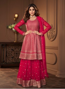 Shamita Shetty Georgette Embroidered Readymade Salwar Kameez