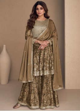 Shamita Shetty Gold Salwar Kameez