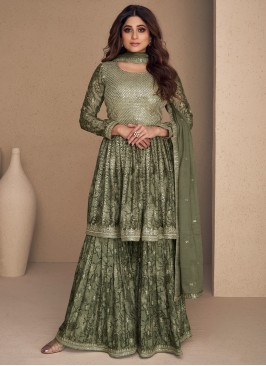 Shamita Shetty Green Palazzo Salwar Suit