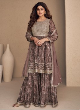 Shamita Shetty Mauve  Silk Palazzo Salwar Suit