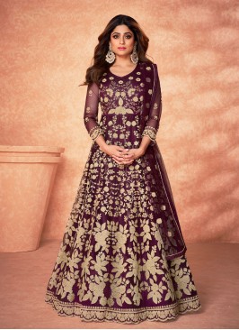 Shamita Shetty Wine Party Floor Length Designer Suit