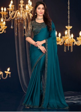 Shimmer Georgette Classic Saree in Teal
