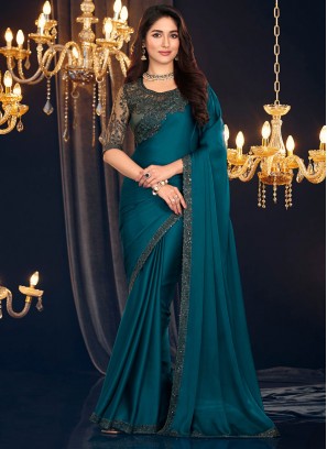 Shimmer Georgette Classic Saree in Teal