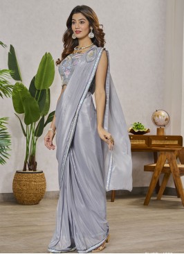 Shimmer Georgette Grey Saree