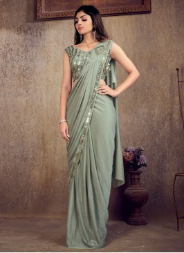 Shimmer Green Lehenga Saree