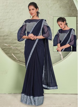 Shimmer Saree in Navy Blue