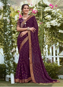 Shimmer Wine Mirror Contemporary Saree