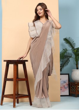 Sightly Brown Beads Imported Trendy Saree