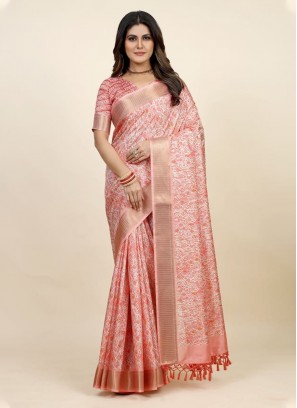 Sightly Digital Print Pink Trendy Saree