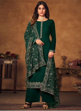 Sightly Georgette Green Designer Salwar Kameez