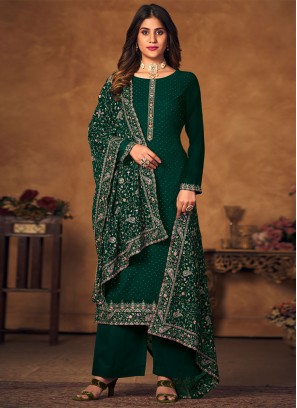 Sightly Georgette Green Designer Salwar Kameez