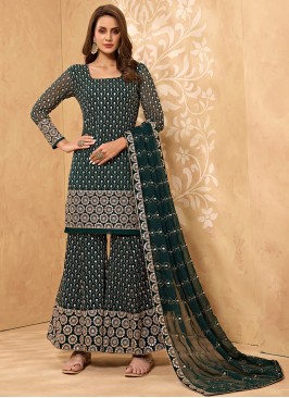 Sightly Green Festival Designer Pakistani Suit