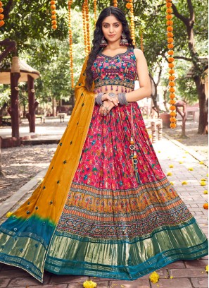 Silk A Line Lehenga Choli in Multi Colour