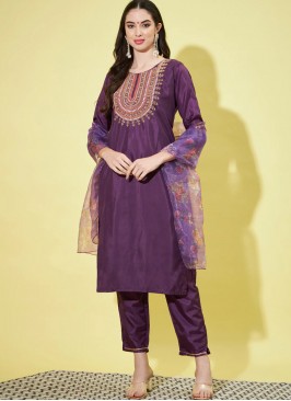 Silk Blend Purple Pant Style Suit