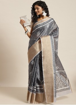 Silk Blend Weaving Grey Designer Saree