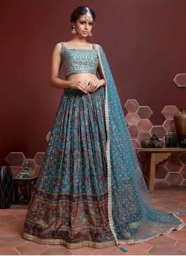 Silk Blue Designer Lehenga Choli