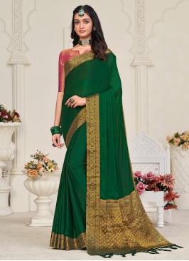 Silk Border Green Contemporary Style Saree