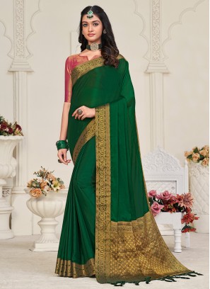Silk Border Green Contemporary Style Saree