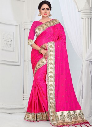 Silk Border Pink Classic Saree