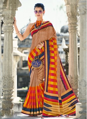 Silk Brown Weaving Classic Saree
