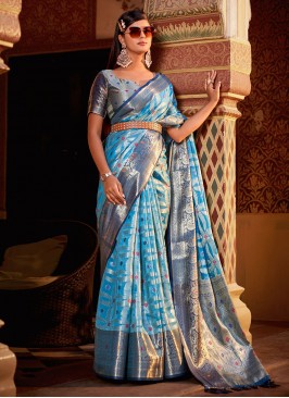 Silk Classic Saree in Blue