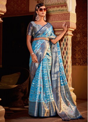 Silk Classic Saree in Blue