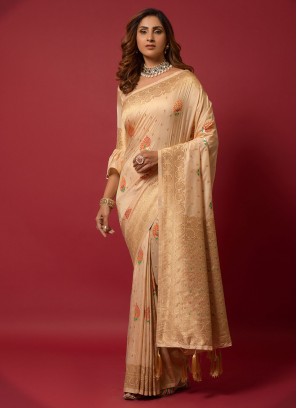 Silk Contemporary Saree in Cream