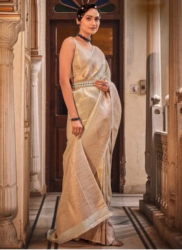 Silk Contemporary Saree in Cream