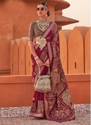 Silk Contemporary Saree in Maroon