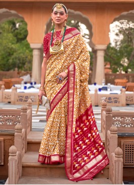 Silk Contemporary Saree in Multi Colour