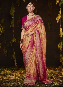 Silk Contemporary Saree in Orange