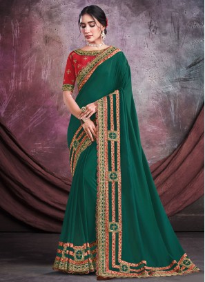 Silk Cord Green Classic Saree
