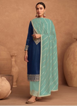 Silk Designer Salwar Kameez in Blue