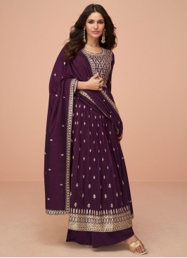 Silk Designer Salwar Suit in Purple