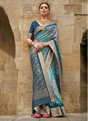 Silk Designer Saree in Blue