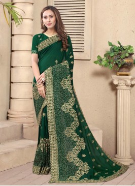 Silk Designer Saree in Green