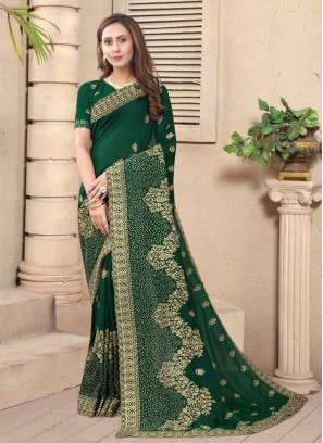 Silk Designer Saree in Green